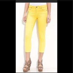 PAIGE Bright Yellow Cropped Ankle Jeans